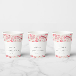 Chic Modern Blush Paisley Typografy Brautparty Pappbecher
