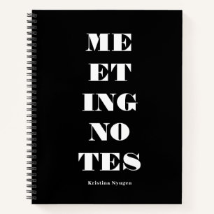 Chic Modern Bold Typografy Black Meeting Notes Notizbuch