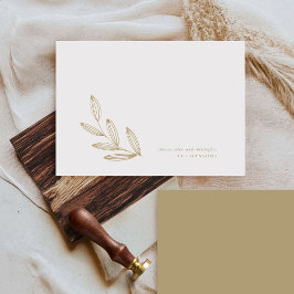 Chic Modern Botanisch Sprout Tan Creme und Weiß Mitteilungskarte