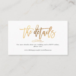 Chic+Modern Brush Script Hochzeitsdetails Imitate Visitenkarte
