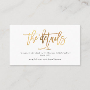 Chic+Modern Brush Script Hochzeitsdetails Imitate  Visitenkarte