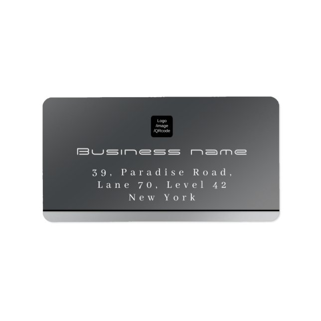 Chic Modern Business Black Silver Adressaufkleber (Vorne)