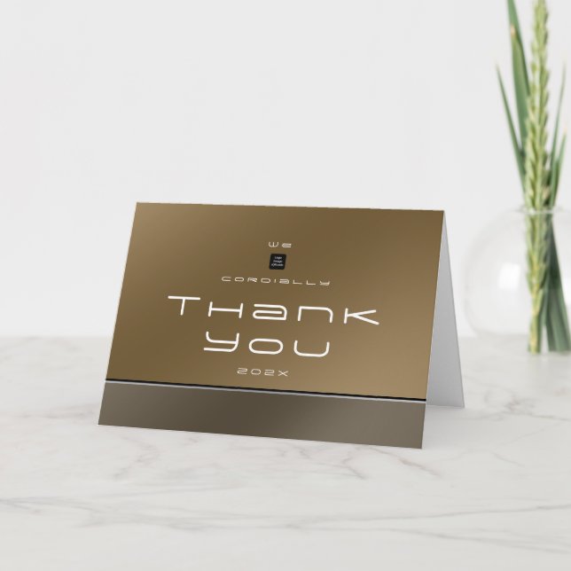 Chic Modern Business Brown Dankeskarte (Vorderseite)