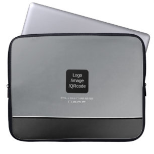 Chic Modern Business Logo Black Silver Laptopschutzhülle