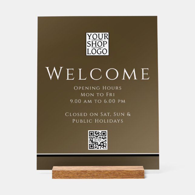 Chic Modern Business Logo Brown Acrylschild (Vorderseite)
