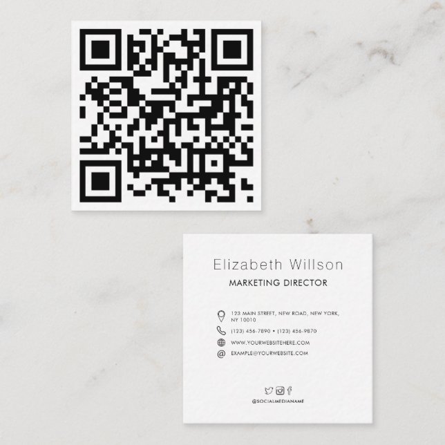 Chic Modern Business QR Code Quadratische Visitenkarte (Vorne/Hinten)