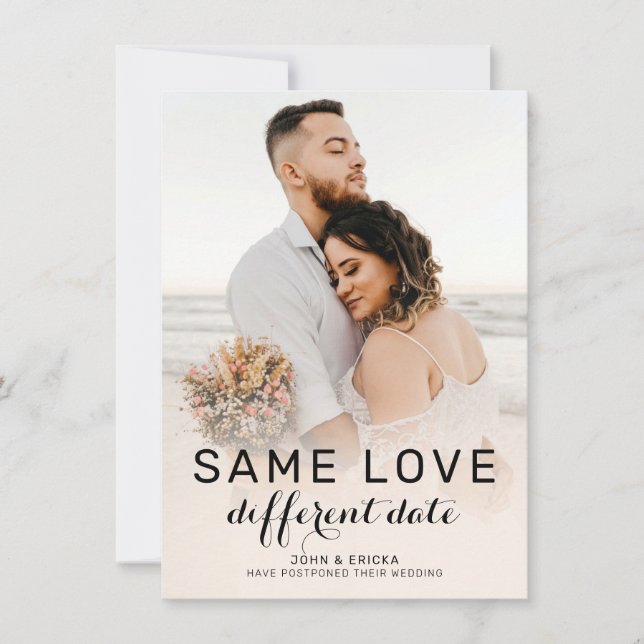 Chic Modern Calligraphy Foto Hochzeitsszenario Ankündigung (Vorderseite)