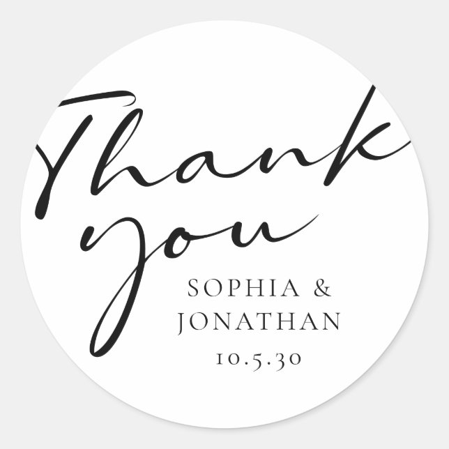 Chic Modern Calligraphy Gastgeschenk Hochzeit Viel Runder Aufkleber (Vorderseite)