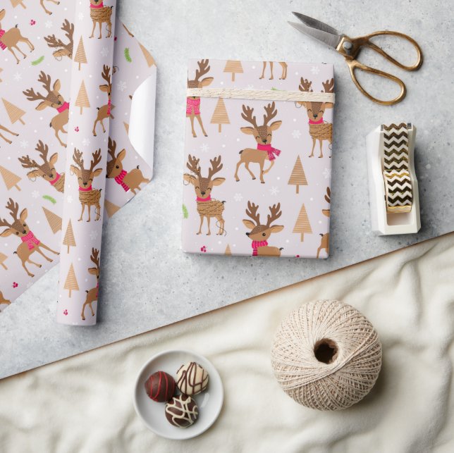 Chic Modern Christmas Holiday Rentier Geschenkpapier (Kunsthandwerk)