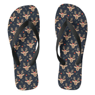 Chic Modern Christmas Holidays Festival Rentier Flip Flops