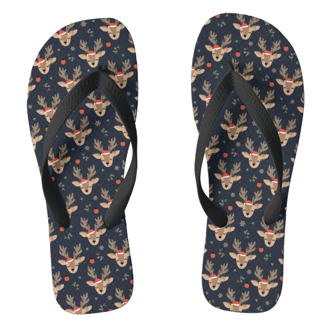 Chic Modern Christmas Holidays Festival Rentier Flip Flops (Fußbett)