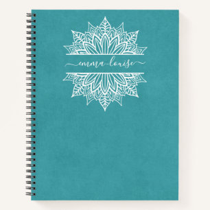 Chic Modern Circular Mandala Calligraphy Monogram Notizbuch