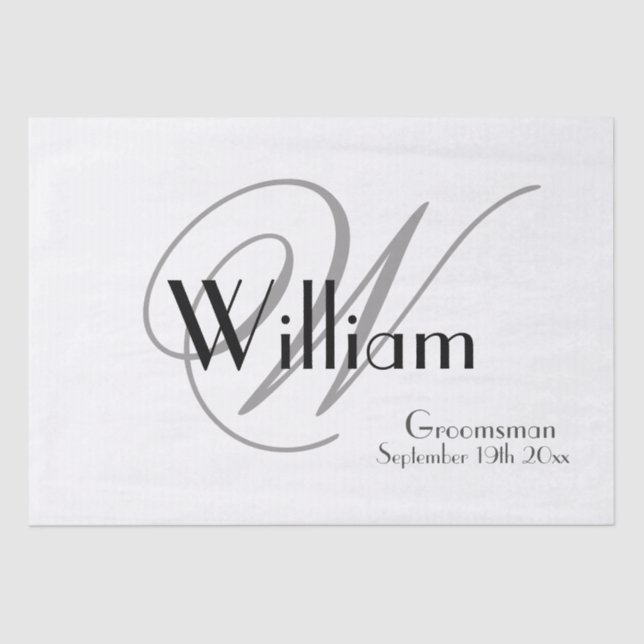 Chic Modern Classic Personalisiert Name + Monogram Seidenpapier (Vorderseite)