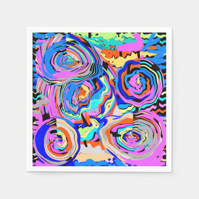 Chic Modern Colorful Abstract Floral Paper  Serviette (Vorderseite)
