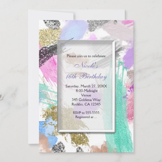 Chic Modern Colorful Beauty Party Einladungen (Vorderseite)