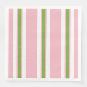 CHIC MODERN COOLE GRÜNE/WEISSE STREIFEN AUF PINK SERVIETTE