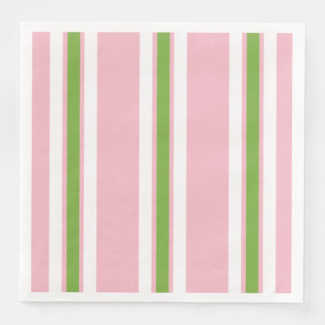 CHIC MODERN COOLE GRÜNE/WEISSE STREIFEN AUF PINK SERVIETTE (Vorderseite)