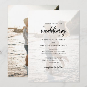 Chic Modern Couples Foto Script Wedding Einladung