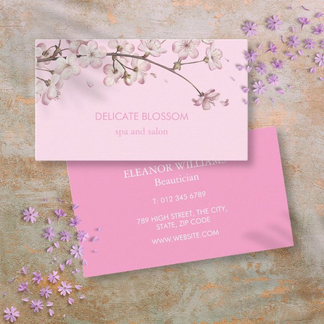 Chic Modern Delicate Blossom Pink Visitenkarte (Chic Modern Delicate Blossom Pink Business Card)