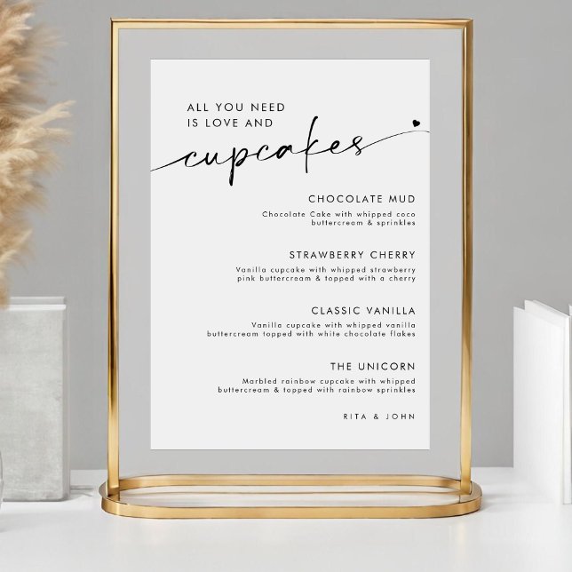 Chic Modern Dessert Cupcake Menü Hochzeit Poster (Von Creator hochgeladen)