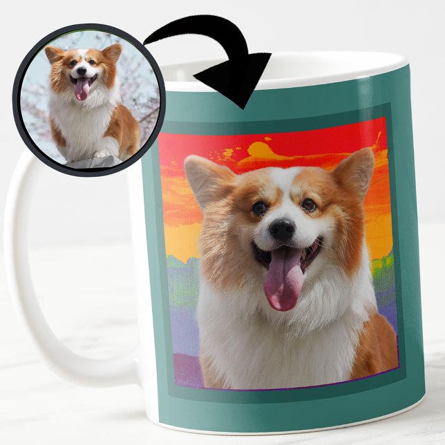 Chic Modern Dog Foto auf Rainbow Background Tasse (Von Creator hochgeladen)
