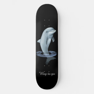 Chic Modern Dolphin & Script auf Black Skateboard