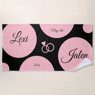 Chic Modern Dots Wedding Date Strandtuch