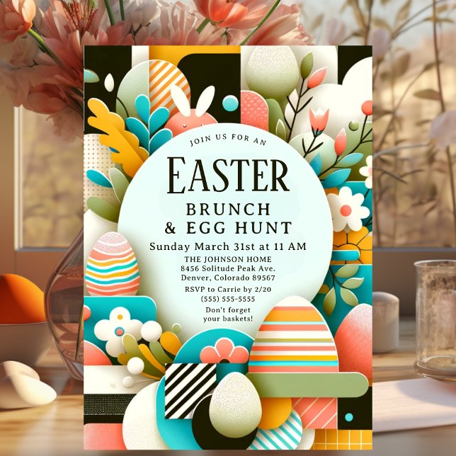 Chic Modern Easter Brunch & Egg Hunt Einladung (Von Creator hochgeladen)