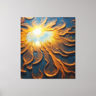 Chic Modern Elegante Golden Sun Aquamariner Hinter Leinwanddruck