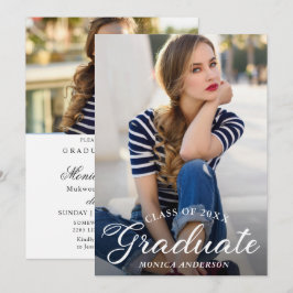 Chic Modern Elegante Script FOTO Graduation Party Einladung