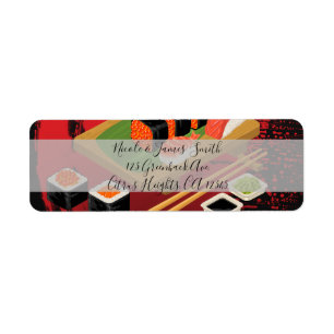 Chic Modern Elegantes Black & Red Sushi Party Even