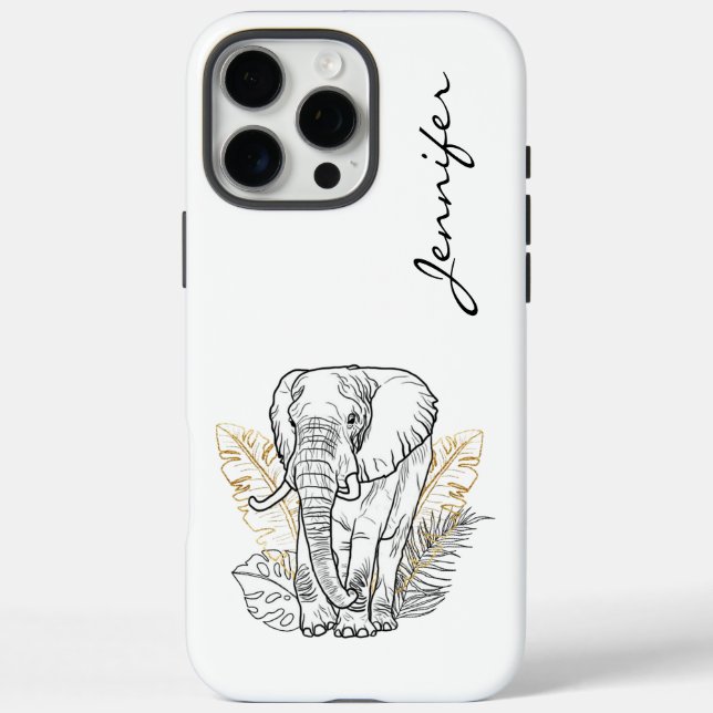 Chic Modern Elephant iPhone 16 Pro Max Hülle (Rückseite)