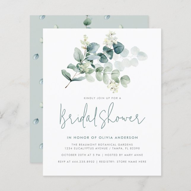 Chic Modern Eukalyptus Greenery Brautparty (Vorne/Hinten)