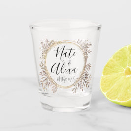Chic Modern Floral Wreath Wedding Personalisiert Schnapsglas
