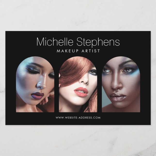 Chic Modern Foto Trio Makeup Artist Black Flyer (Vorne)