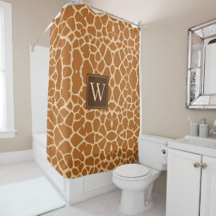 Chic Modern Giraffe Print Monogram Duschvorhang