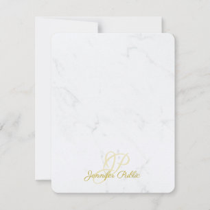 Chic Modern Gold Caligraphed Script Marble Elegant Mitteilungskarte