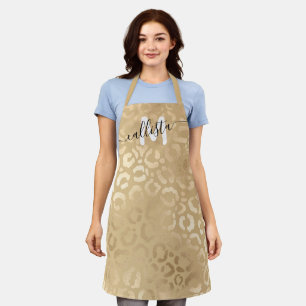Chic Modern Gold Leopard Cheetah Monogram Schürze