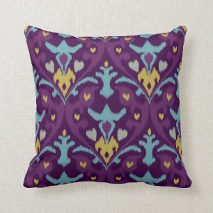 Chic modern gold lila Ikat-Stammmuster Kissen