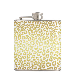 Chic Modern Gold White Leopard Jaguar Cheetah Flachmann