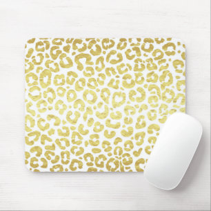 Chic Modern Gold White Leopard Jaguar Cheetah Mousepad