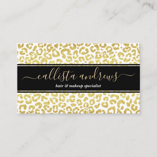 Chic Modern Gold White Leopard Jaguar Cheetah      Visitenkarte (Vorderseite)