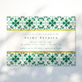 Chic Modern Green St. Patrick's Day Baby Shower Einladung