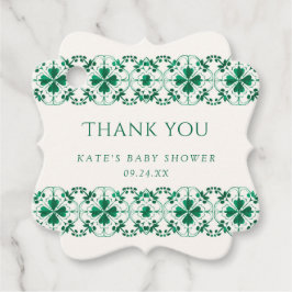 Chic Modern Green St. Patrick's Day Baby Shower Geschenkanhänger
