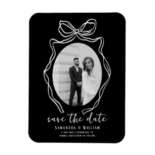 Chic Modern Hand Drawn Bow Wedding Save the Date Magnet