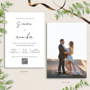 Chic Modern Handwriting Schriftart QR Code Foto Ho Einladung