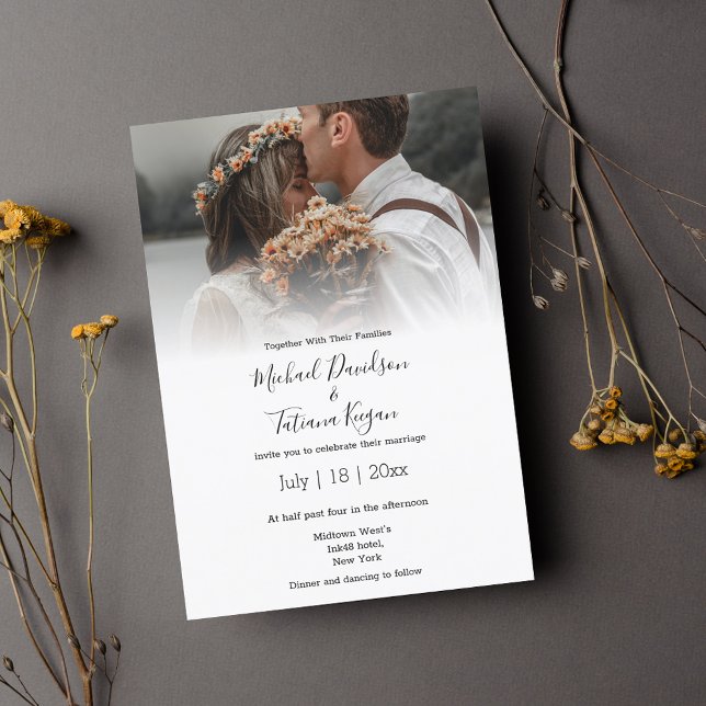 chic modern handwriting wedding photo Invitation Einladung (Von Creator hochgeladen)