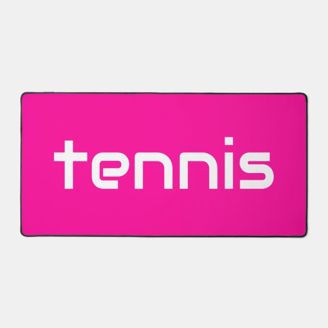 Chic Modern Hellrosa Sleek White TENNIS Text Schreibtischunterlage (Vorderseite)