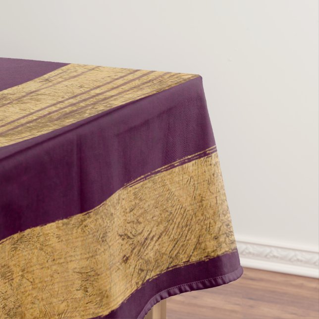 Chic Modern Imitats Gold Pinselstriche auf Lila Tischdecke (Beispiel)