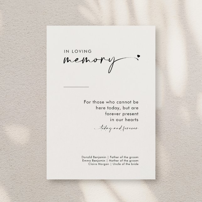 Chic Modern in Love Memory Wedding-Zeichen Poster (Von Creator hochgeladen)